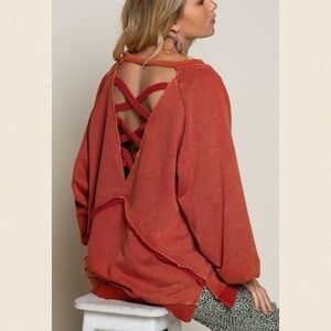 GOLDEN Poppy Oversized Crisscross Sweatshirt
